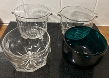 Mixed group (4) of Cut Crystal Glass, Double Lip Stem Glass Rinsers and bowls