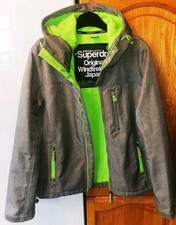 Superdry Original Windtrekker Mens Jacket Coat XL Grey & Green Exc