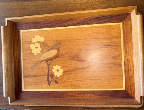 Vintage wooden inlay - vintage, bird