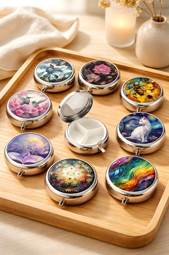 Round metal pill box 3 - pill,