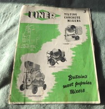 Vintage construction brochure Liner Tilting Concrete Mixers dated 1953