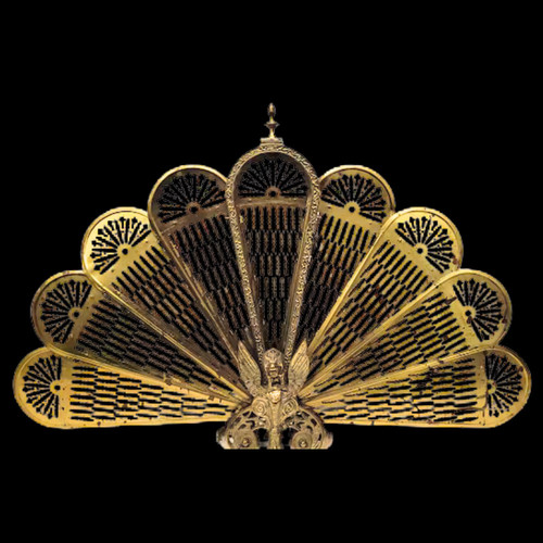 Brass fireplace screen peacock - brass,