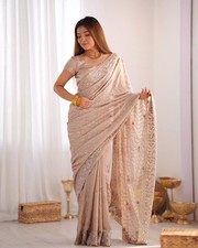 Georgette sequence saree bollywood party wear designer sequins embroidery sari