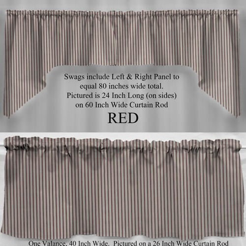 Ticking stripe valances - ticking,
