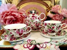 Maxwell Williams Pink Roses Bud Roses Teapot Tea Cups Saucers Job Lot Set