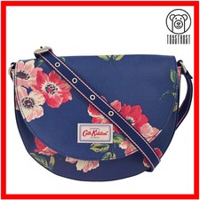 Cath Kidston Curved Cross Body Bag Saddle Shoulder Floral Matte Oilcloth CK20