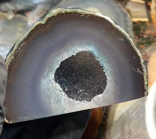 Natural blue agate geode with - blue,