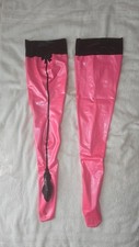 Cute Fuchsia & Black Westward Bound Latex Stockings