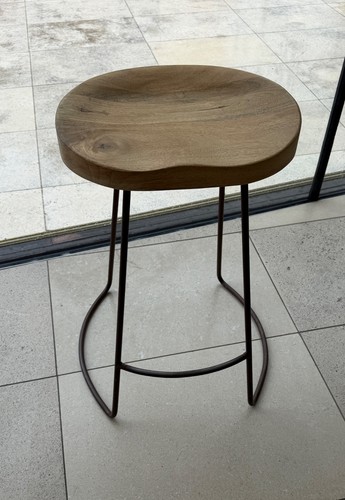 Steel stool with wooden - stool,