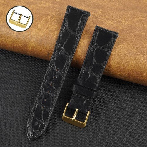 Flat black leather watch - black,