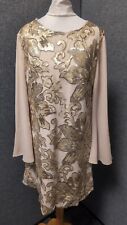 True Decadence Long Sleeve Sequin Dress Gold UK 16 LN051 CC 12