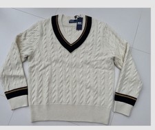 NEW POLO RALPH LAUREN CASHMERE BLEND WOOL CREAM CRICKET JUMPER SIZE XL-RRP £349