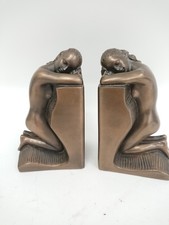Vintage Bronze Style Oliver Tupton Nude Female Bookends Art Deco Style - Pair
