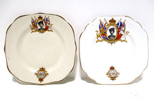 2 Vintage Queen Elizabeth 1953 Coronation Plates by Rosina & Kensington Ware