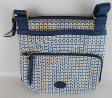 Ladies Fossil Crossover Messenger Blue/White Handbag  Approx. 28 x 27.5 x 4 Cm