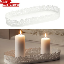 IKEA SAMVERKA Oval Candle Dish White Decorative Tray for Home & Table Decor 