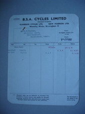 Vintage 1956 BSA SUNBEAM CYCLES Statement Birmingham