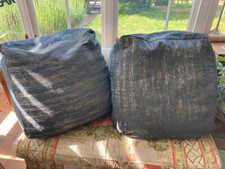 Jumbo XL Beanbags 60cms Cube footstool seat  x 2 turquoise/grey gold thread