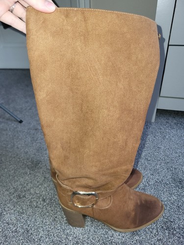 Brown suede knee high boots - suede,