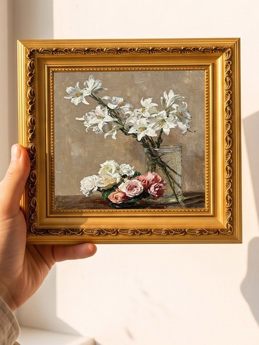 White lily rose oil painting - lily,