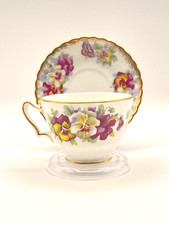 TEA CUP AND SAUCER Pansies