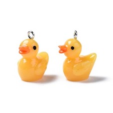 Rubber Duck Charms 10pcs Yellow Resin - 22 x 16.5mm - Easter Chick Duck Race