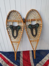 ANTIQUE VINTAGE RETRO  WOODEN  CANADIAN SNOWSHOES SKI MOUNTAIN ALPINE LODGE