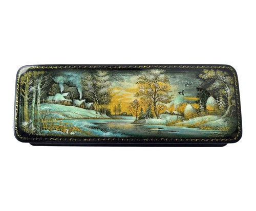 Russian winter village lacquer - winter,