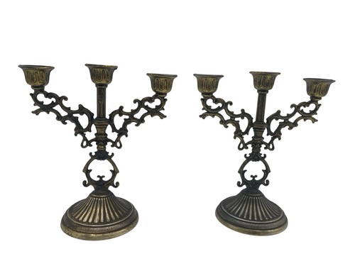 Vintage pair ornate three arm - pair, three-arm