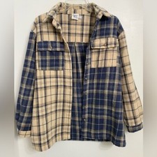 Princess Polly XX Women’s Plaid Shirt Size 2 Blue Button Down Double Pocket