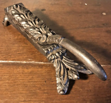 Quirky antique cast iron bottle cork press, floral acanthus decoration, c. 1890