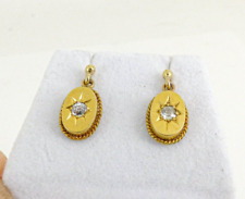 18ct Gold Diamond Earrings Butterfly Dangle Drop Victorian Antique with Gift Box