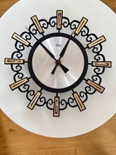 Sunburst Brutalist Wall Clock with Aluminium Face by Emes, West Germany 1960s