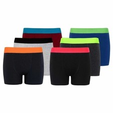 Boys Cotton Boxer Shorts Neon Waistband Multicolour Trunks Kids Underwear 5-16 Y