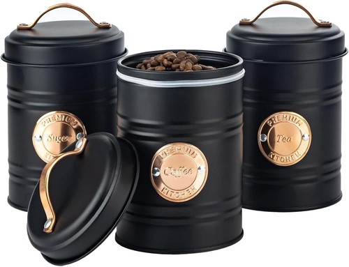 Tea coffee sugar canister set - tea,