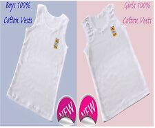 3 / 6/ 12  Girls And Boys 100% SOFT COTTON VESTS 2 3 4 5 6 7 8 9 10 11 12 13 YRS