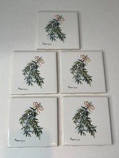 Vintage Ceramic Tiles USA Lot (5) Rosemary Herb Kitchen 4.25" Replacement Repair