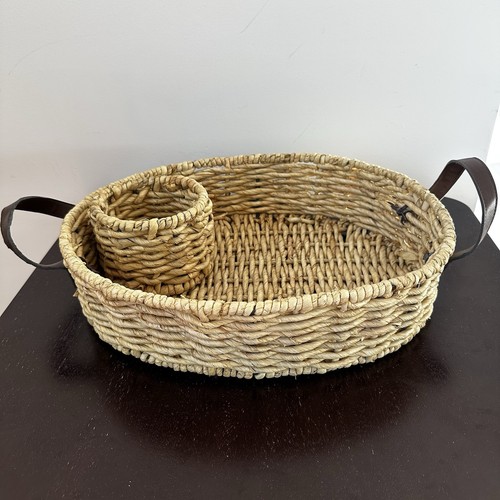 Vtg handmade wicker serving - vtg,