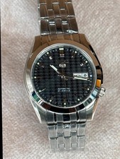 Seiko 5 Automatic Men’s Watch Black Dial 21 Jewels Day Date Stainless Steel