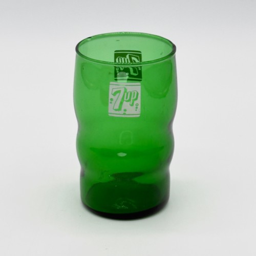 7up vintage green glass wavy - green,