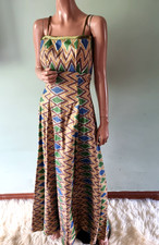 Long Ikat Print Maxi Empire
