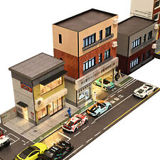 Diorama 1/64 Building Model Lighting City Convenience Store Garages Scene Models