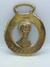 Rare Antique Commemorative Horse Brass Queen Mary British History Collectable