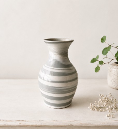 Studio pottery grey white - grey, &