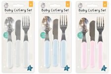 Toddler Cutlery Set Baby Fork Knife Spoon Metal Plastic Grip Baby Feeding 3 pack