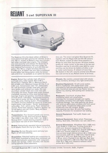 Reliant cwt supervan iii - supervan,