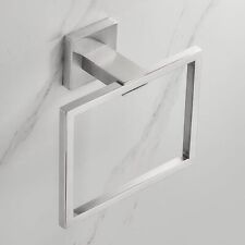 Modern Bathroom Square Towel Rack Towel Ring Holder Wall Mounted Silver
