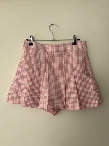 Pink and white gingham skorts