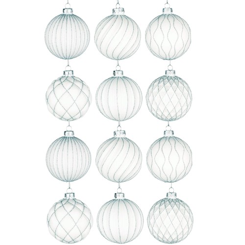 8cm glass baubles christmas - 8cm,