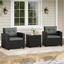 3pcs outdoor wicker bistro set - wicker,